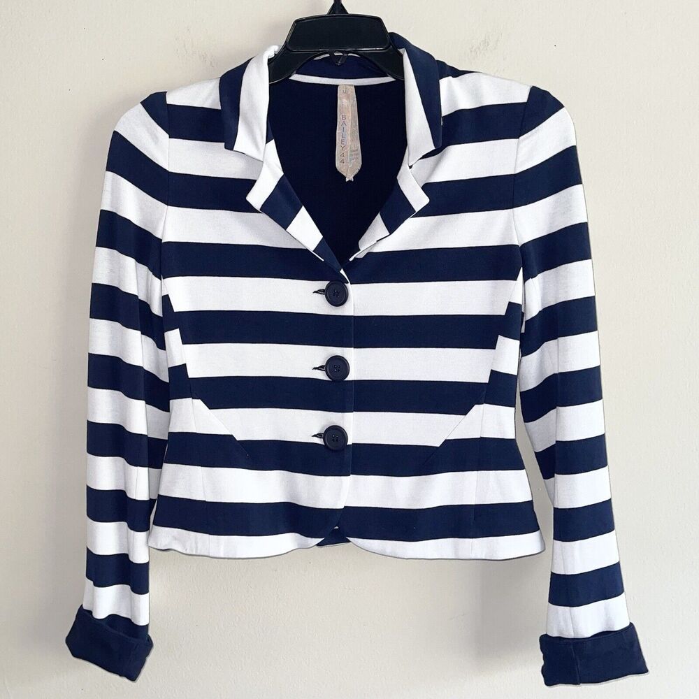 Bailey 44 Nautical Blazer Jacket Size M Striped Old Money Academia Blue White